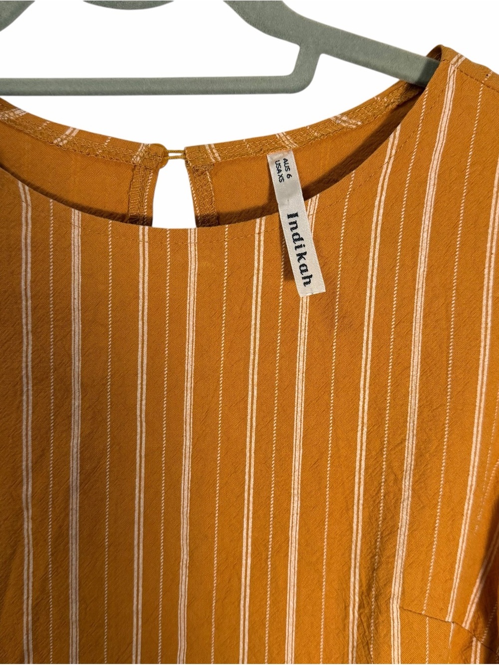 Mustard Stripe Ruffle Sleeve Dress - Picture 4 of 4